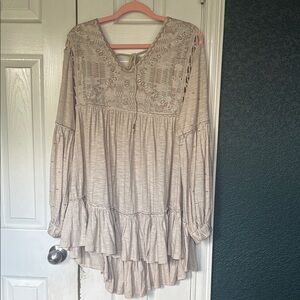 Free People Cream Tunic Top